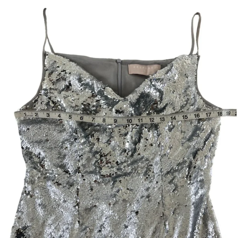 Keepsake The Label No‎ Signs Midi Dress Silver Sequin Size XL New Years Formal